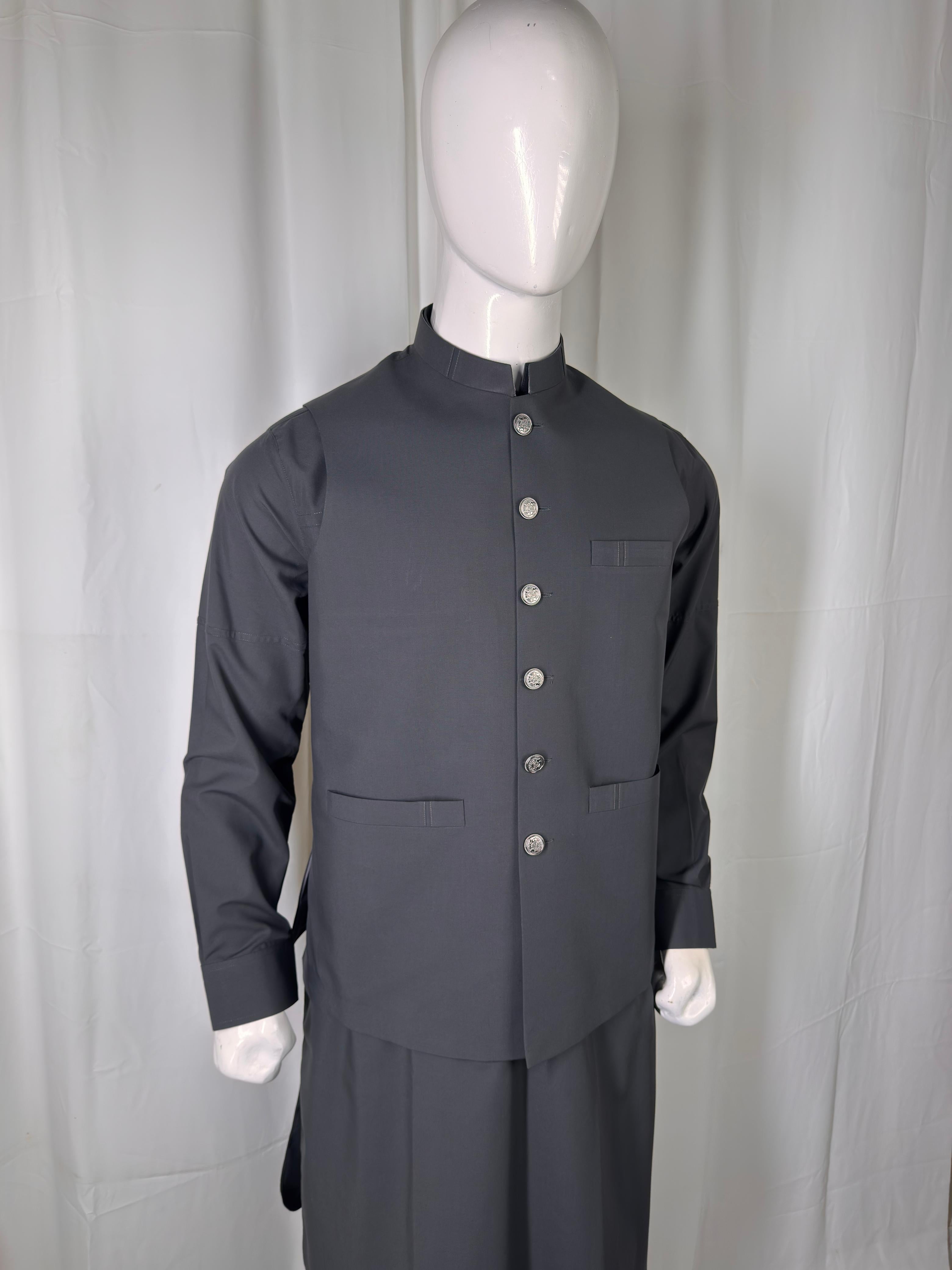 Charcoal Grey Wash & Wear Suit with Waistcoat