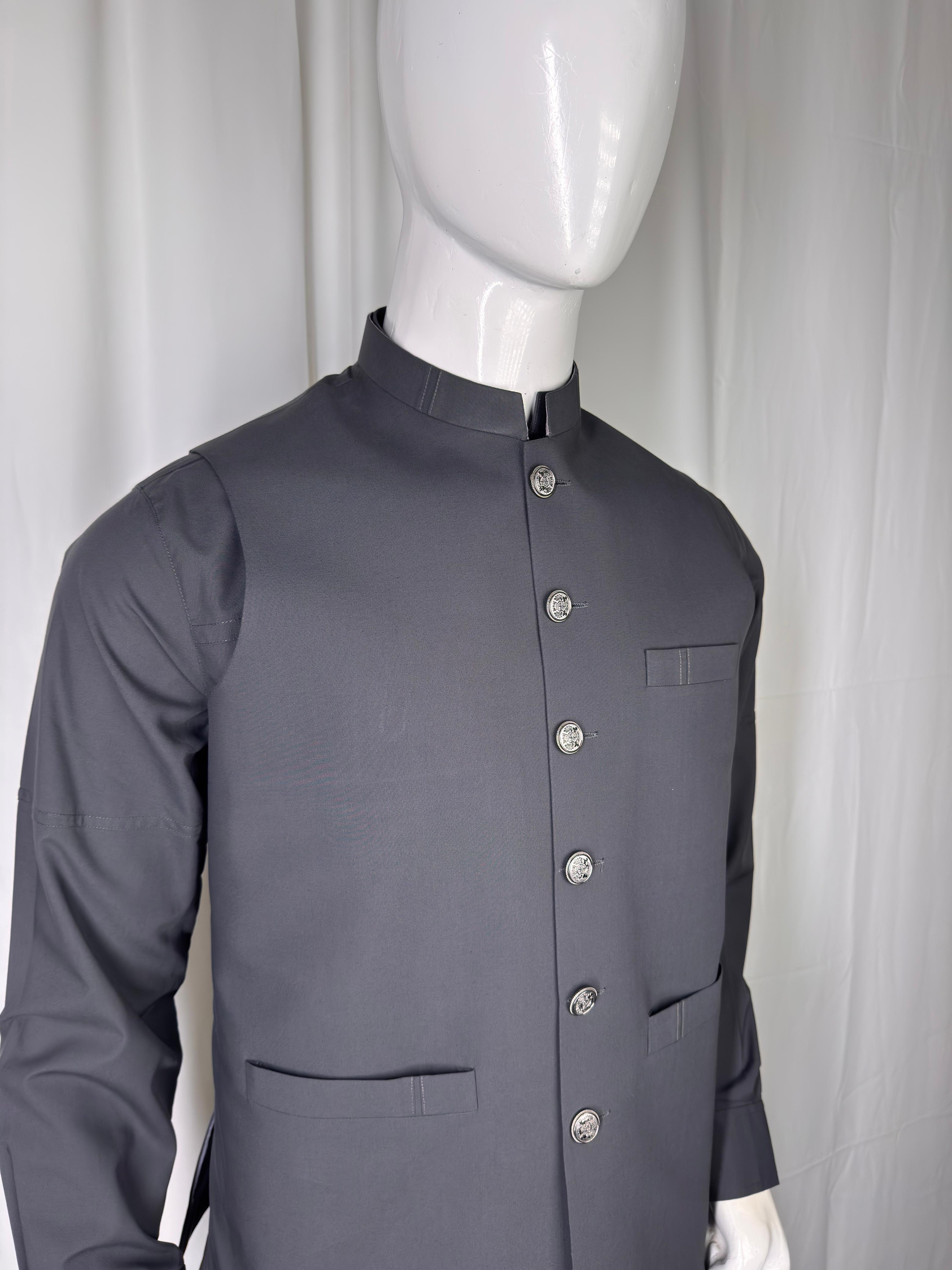Charcoal Grey Wash & Wear Suit with Waistcoat